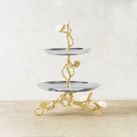 Этажерка Michael Aram "Butterfly Ginkgo Gold", двухъярусная, 33 см