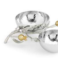 Менажница Michael Aram "Pomegranate Silver", 2 секции, 23х22 см