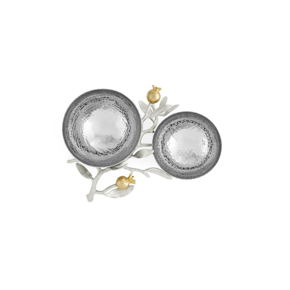 Менажница Michael Aram "Pomegranate Silver", 2 секции, 23х22 см