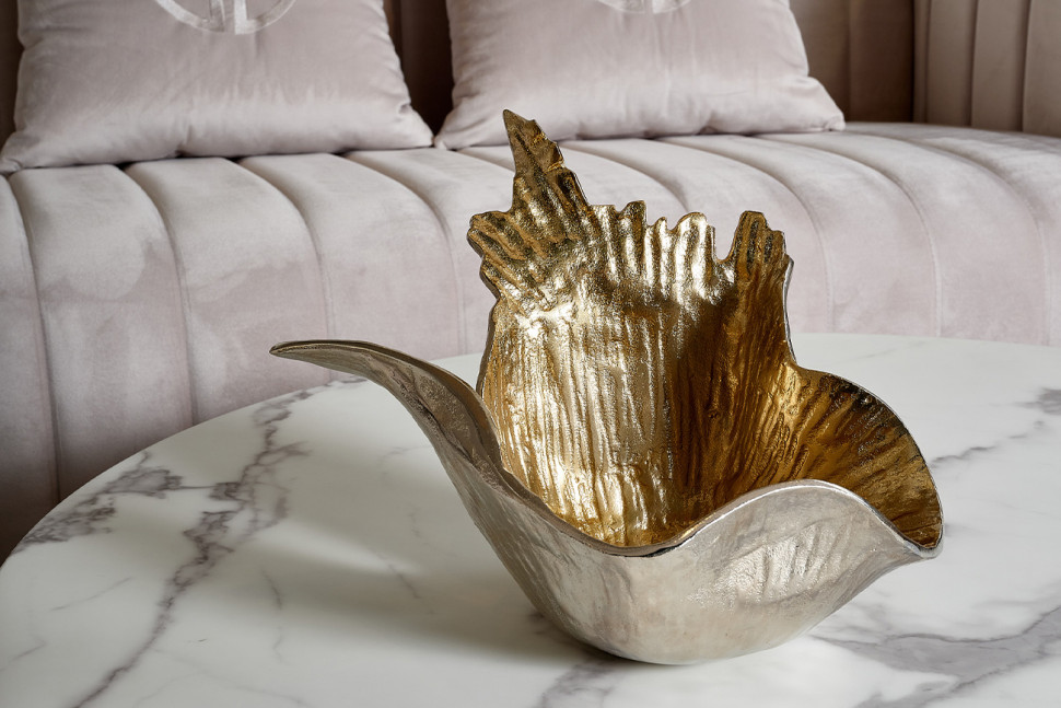 Чаша металлическая декоративная "Лист" золото/хром