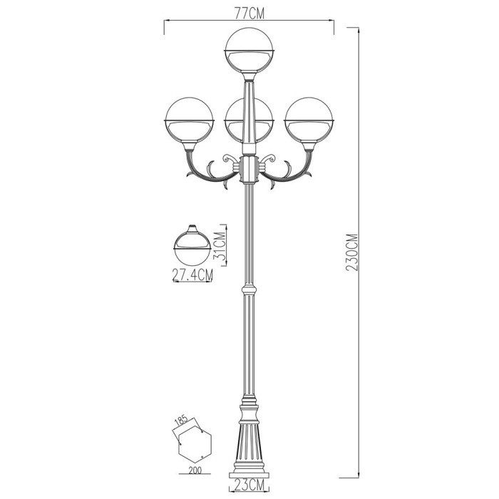 Наземный фонарь Monaco A1497PA-4BK Arte Lamp