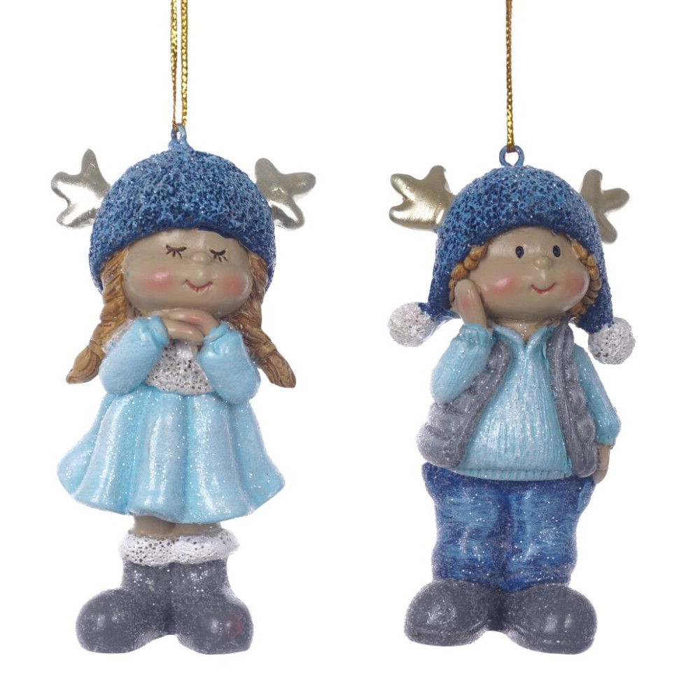 Фигурка декоративная подвесная "Дети",  L5 W3 H9,5 см, 2в.