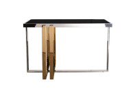 Консоль черное стекло/хром/золото Консоль черное стекло/хром/золото