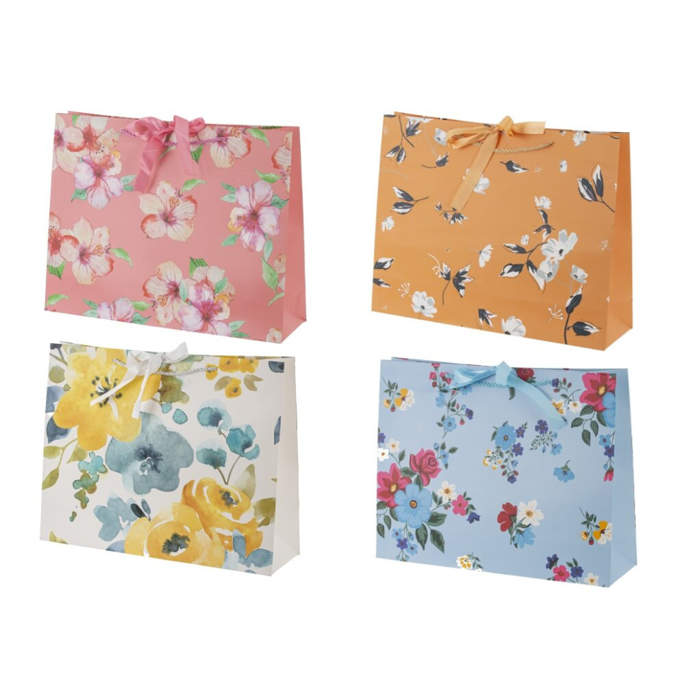 Пакет подарочный L (бумага 210г/м2, блок микс 12шт), L38,5 W11 H30 см, 4в.