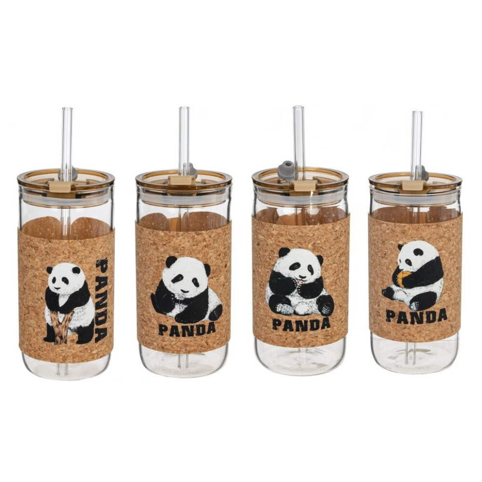 Бутылка с трубочкой, 410 мл, L7 W7 H15 см, 4в.