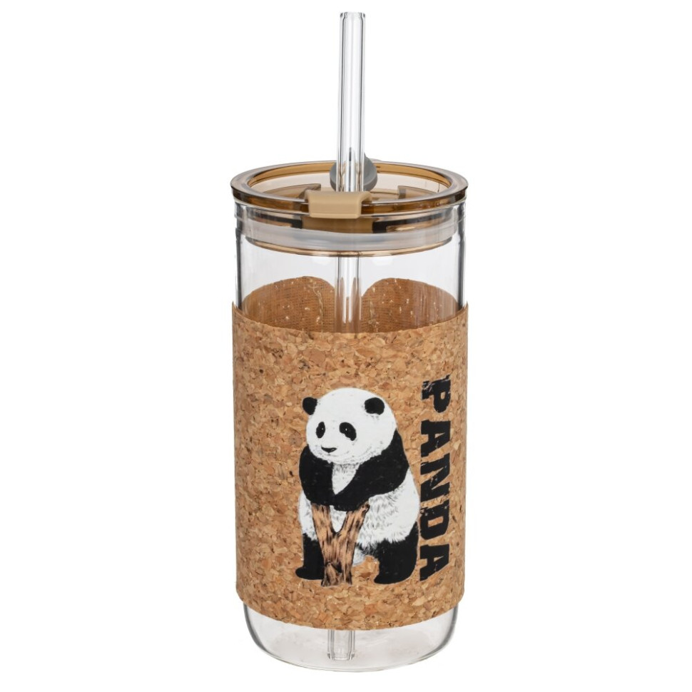 Бутылка с трубочкой, 410 мл, L7 W7 H15 см, 4в.