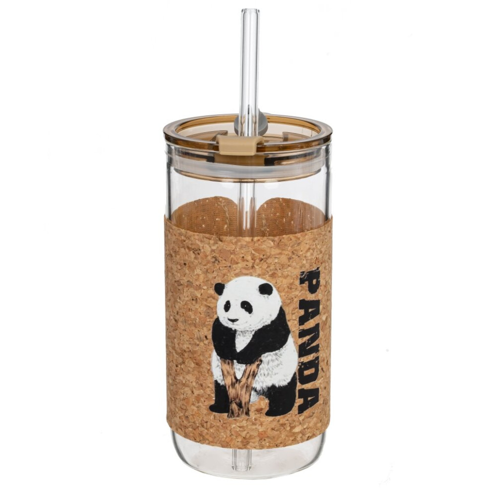 Бутылка с трубочкой, 410 мл, L7 W7 H15 см, 4в.