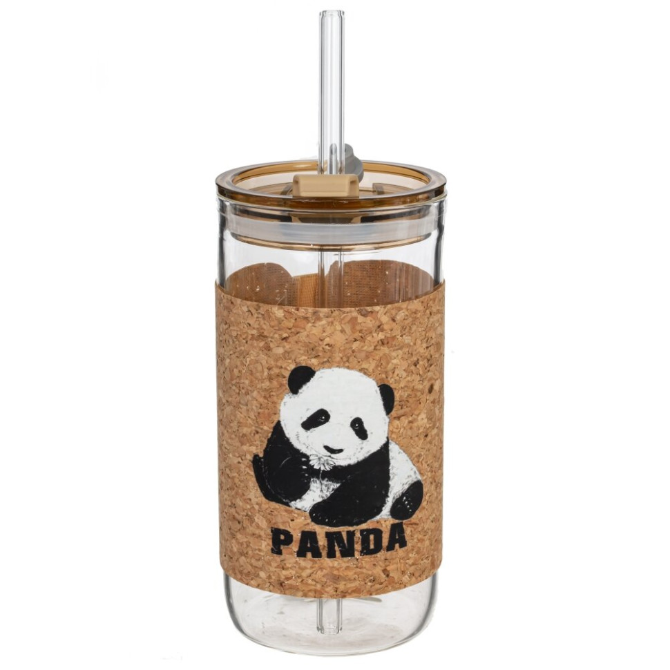 Бутылка с трубочкой, 410 мл, L7 W7 H15 см, 4в.