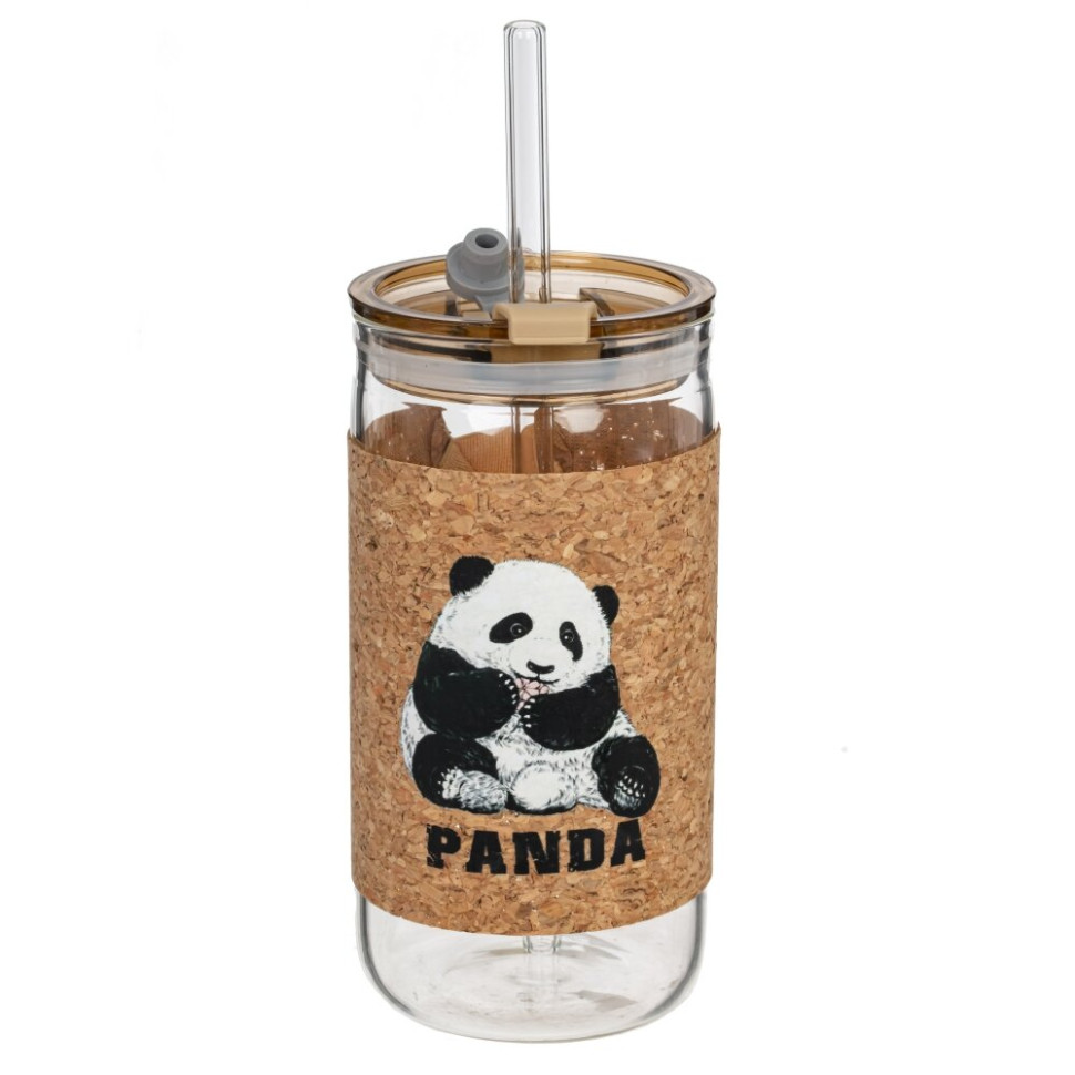 Бутылка с трубочкой, 410 мл, L7 W7 H15 см, 4в.