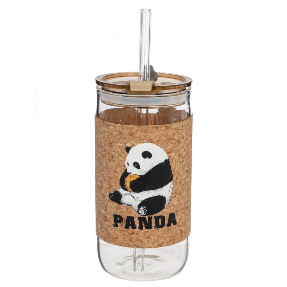 Бутылка с трубочкой, 410 мл, L7 W7 H15 см, 4в.