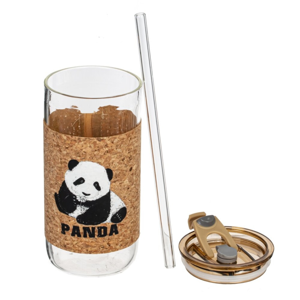 Бутылка с трубочкой, 410 мл, L7 W7 H15 см, 4в.