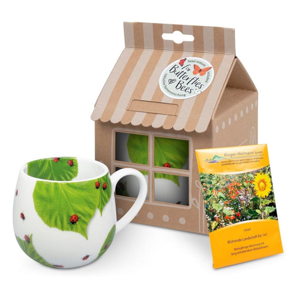 Кружка 420мл."Ladybird on Leaves" зелёная