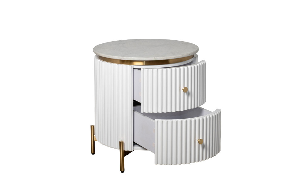 Тумбочка с 2мя ящиками и мраморной столешницей