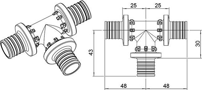 Тройник Rehau Rautitan PX 25-25-25