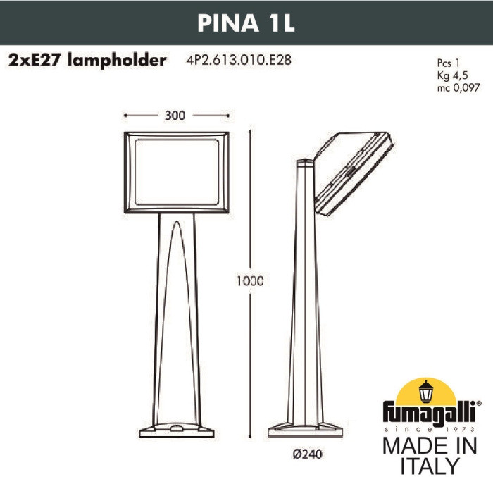 Наземный светильник Guizeppe 4P2.613.010.AYF1R Fumagalli