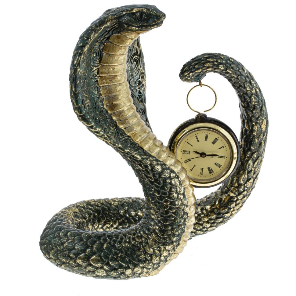 Фигурка декоративная с часами"Змея" (LR44x1 н/п), L22 W14 H25 см