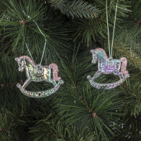 Набор из 2шт Украшение новогоднее "Лошадка", L5,5 W0,5 H4,5 см