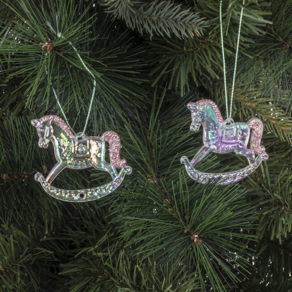 Набор из 2шт Украшение новогоднее "Лошадка", L5,5 W0,5 H4,5 см