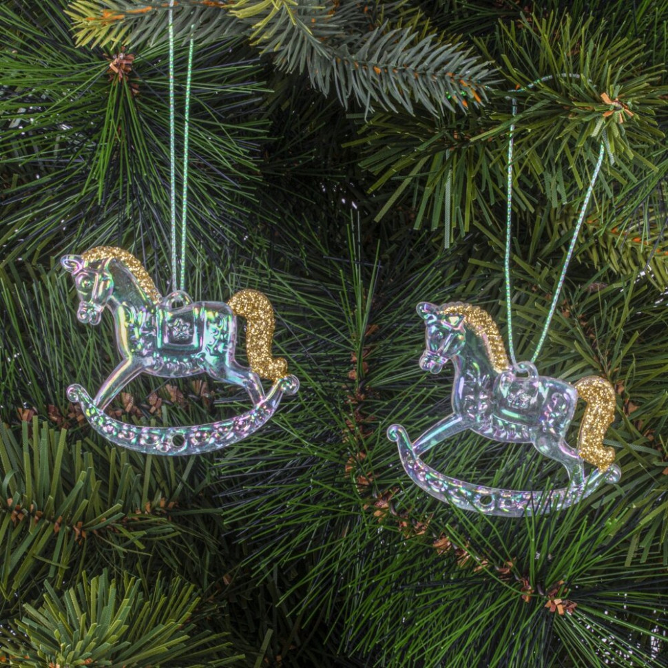 Набор из 2шт Украшение новогоднее "Лошадка", L5,5 W0,5 H4,5 см