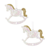 Набор из 2шт Украшение новогоднее "Лошадка", L5,5 W0,5 H4,5 см