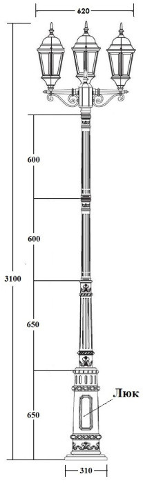 Наземный фонарь ASTORIA 2 91410B/E7 Bl Oasis Light