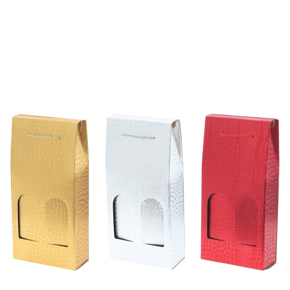 Пакет подарочный для бутылок (бумага 230г/м2, блок микс 12шт), L18 W8 H38 см, 3в.