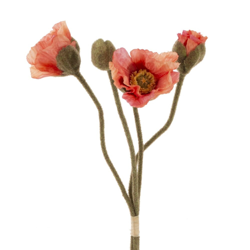 Цветы искусственные "Букет маков", L12 W8 H51 см