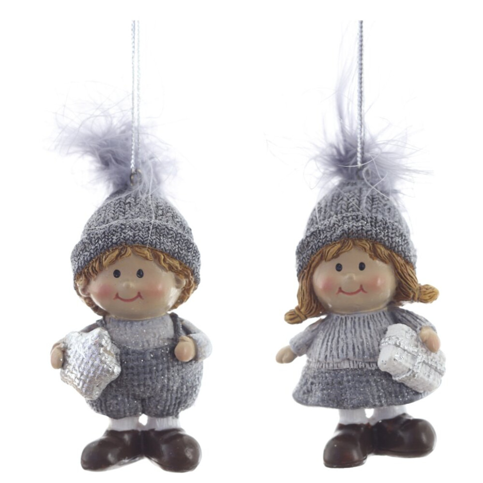 Фигурка декоративная подвесная "Дети",   L4 W3 H7,5 см, 2в.