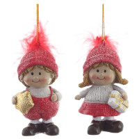 Фигурка декоративная подвесная "Дети",   L4 W3 H7,5 см, 2в.