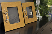 Фоторамка декоративная кожаная коричневая