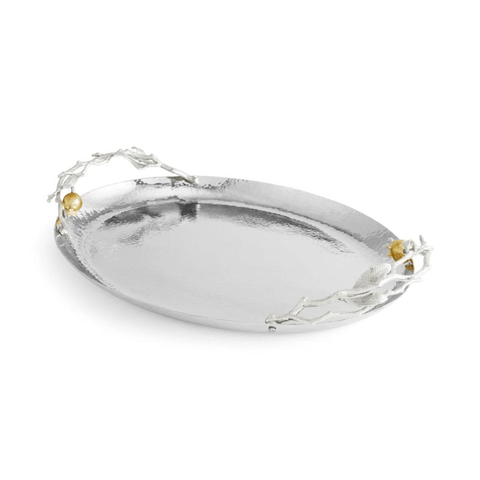Поднос Michael Aram "Pomegranate Silver", овальный, 44х33 см