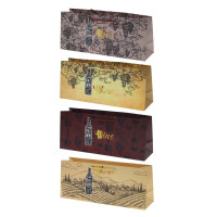 Пакет подарочный для бутылок (бумага 210г/м2, блок 12шт), L37 W10 H15,5 см, 4в.