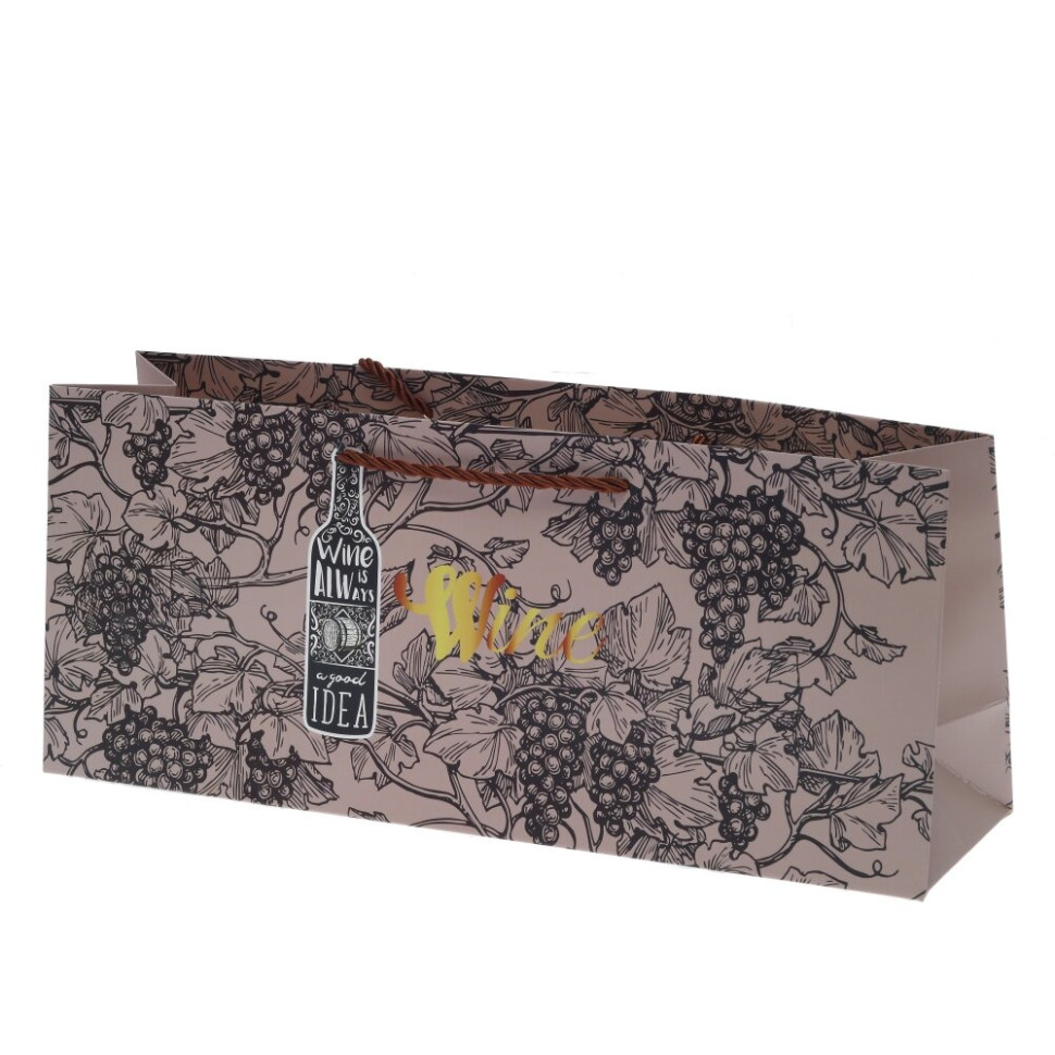 Пакет подарочный для бутылок (бумага 210г/м2, блок 12шт), L37 W10 H15,5 см, 4в.