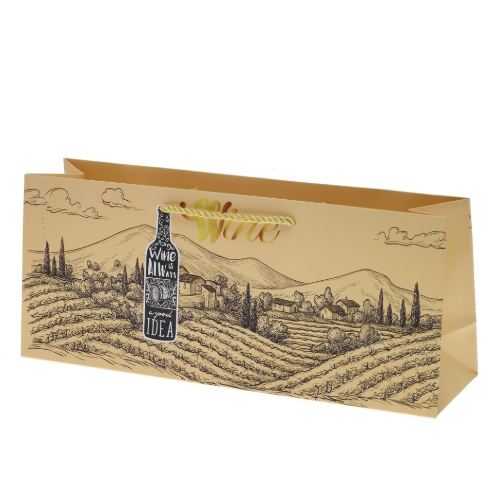 Пакет подарочный для бутылок (бумага 210г/м2, блок 12шт), L37 W10 H15,5 см, 4в.