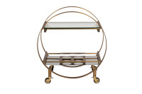 Стол-тележка сервировочная прозрачное стекло/латунь Стол-тележка сервировочная прозрачное стекло/латунь