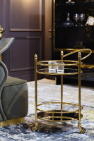 Тележка сервировочная металлическая с зеркальными полками