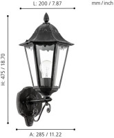 Настенный фонарь уличный Navedo 93457 Eglo