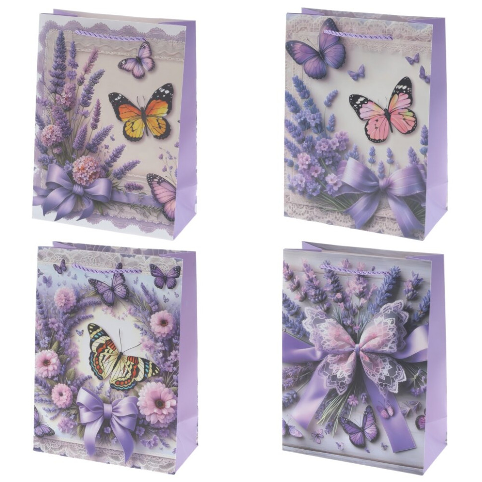 Пакет подарочный S (бумага 210г/м2, блок микс 12шт), L18 W8,5 H24 см, 4в.