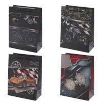 Пакет подарочный S (бумага 210г/м2, блок микс 12шт), L18 W8,5 H24 см, 4в.