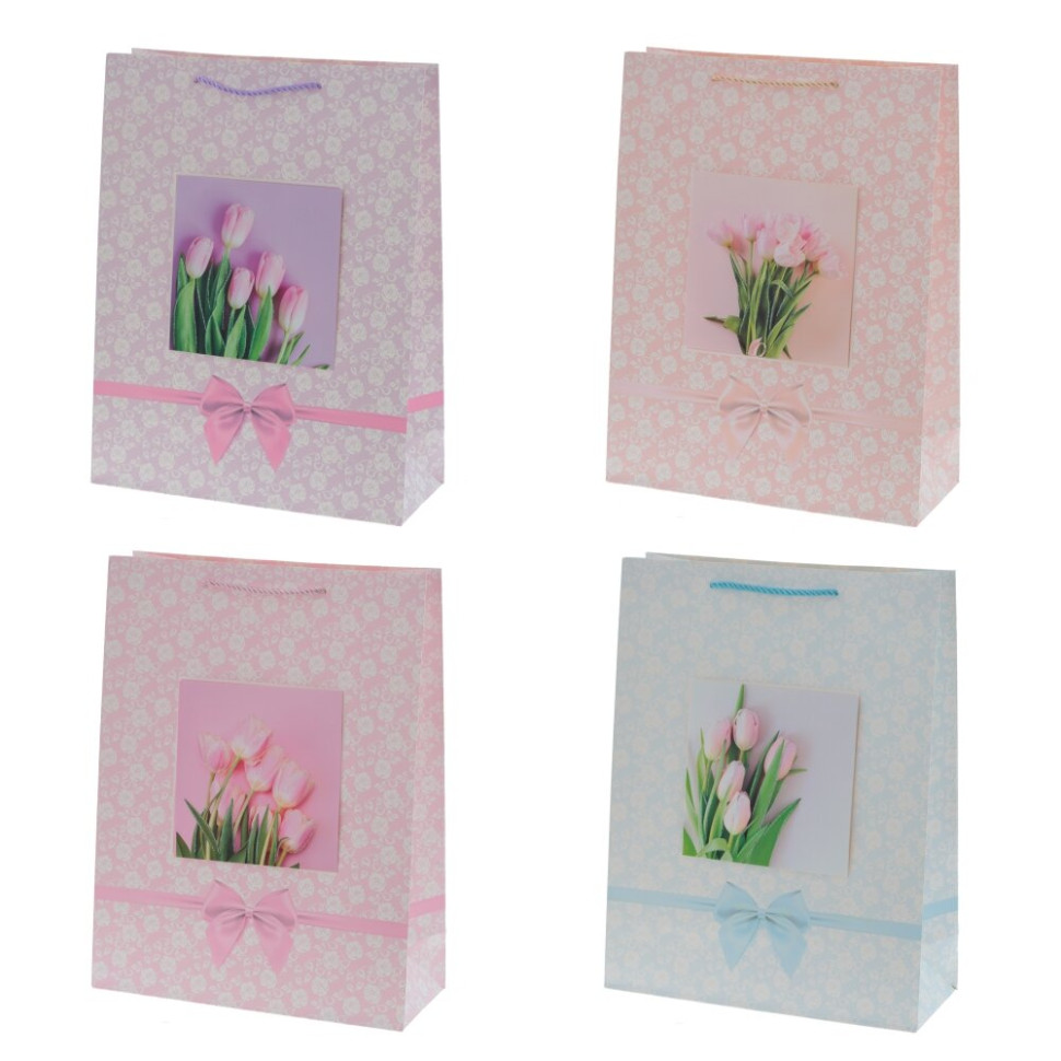 Пакет подарочный S (бумага 210г/м2, блок микс 12шт), L18 W8,5 H24 см, 4в.