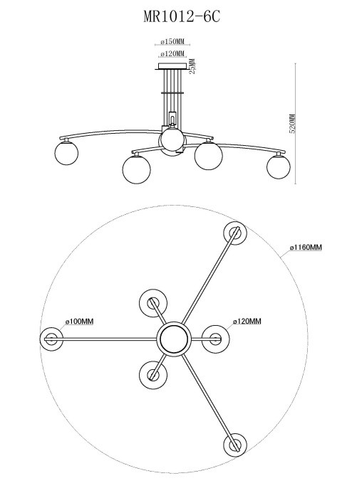 Потолочная люстра Stacy MR1012-6C MyFar