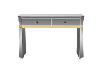 Консоль зеркальная с двумя ящиками и золотистой отделкой Консоль зеркальная с двумя ящиками и золотистой отделкой