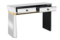 Консоль зеркальная с двумя ящиками и золотистой отделкой Консоль зеркальная с двумя ящиками и золотистой отделкой