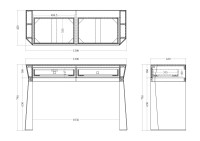 Консоль зеркальная с двумя ящиками и золотистой отделкой Консоль зеркальная с двумя ящиками и золотистой отделкой