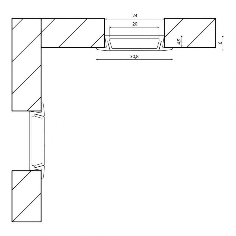 Встраиваемый профиль с рассеивателем SWG RC-3006 900083