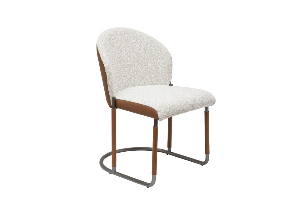 Стул обеденный букле кремовый/экокожа терракотовая