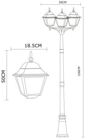 Наземный фонарь Bremen A1017PA-3BK Arte Lamp