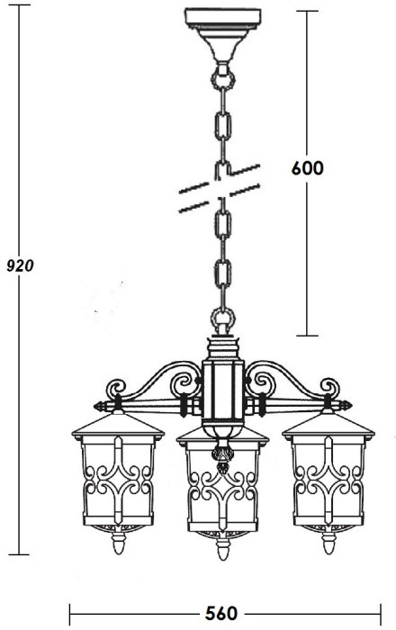 Уличный светильник подвесной FRANKFURT f15870/3 Gb Oasis Light