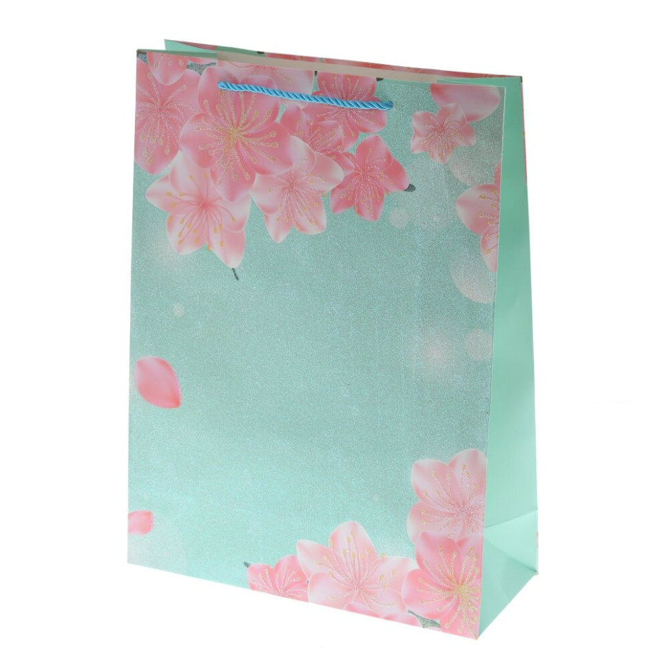 Пакет подарочный L (бумага 210г/м2, блок 12шт), L30 W12 H40 см, 4в.