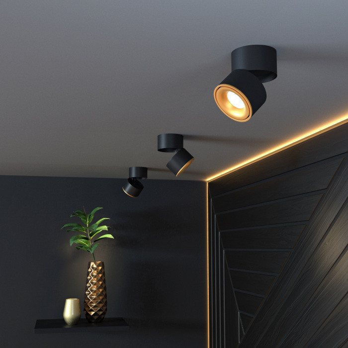 Точечный светильник Klips DLR031 15W 4200K 3100 черный матовый/золото Elektrostandard